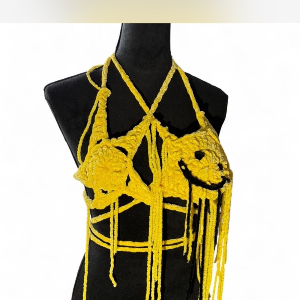 Yellow Crochet Halter Top